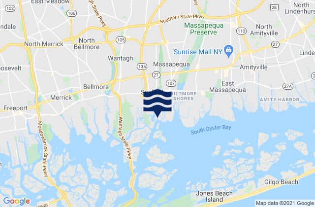 Mapa da tábua de marés em Seaford, United States