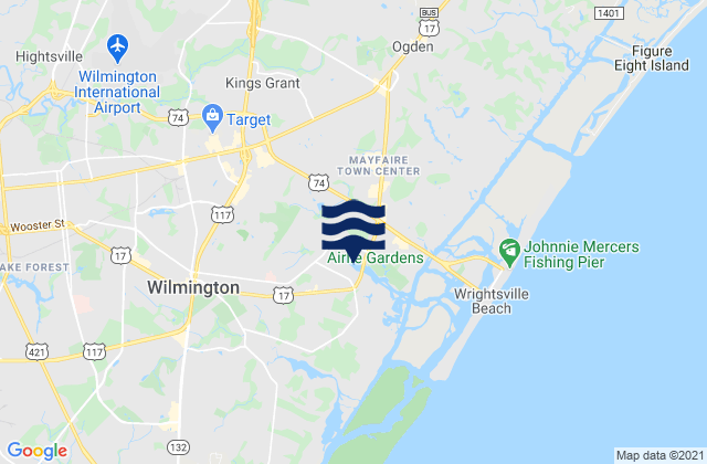 Mapa da tábua de marés em Seagate, United States