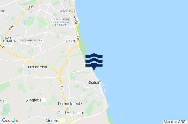 Mapa da tábua de marés em Seaham Beach, United Kingdom