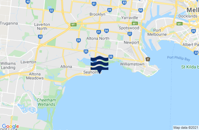 Mapa da tábua de marés em Seaholme, Australia