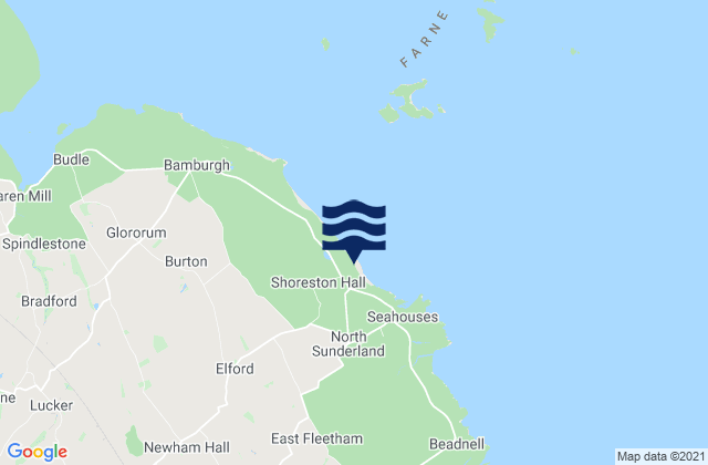 Mapa da tábua de marés em Seahouses North Beach, United Kingdom