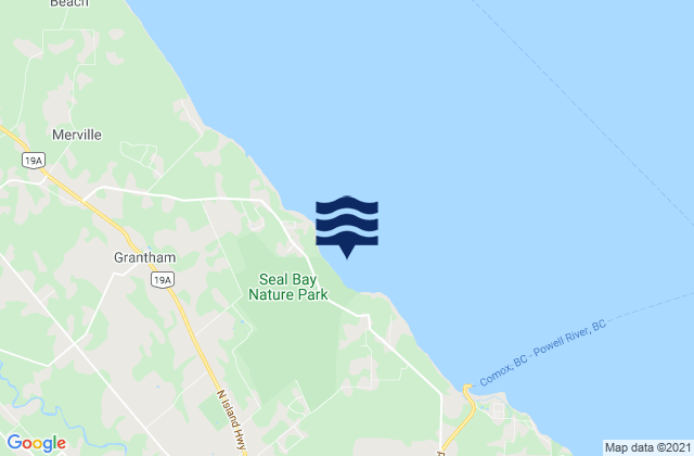 Mapa da tábua de marés em Seal Bay, Canada