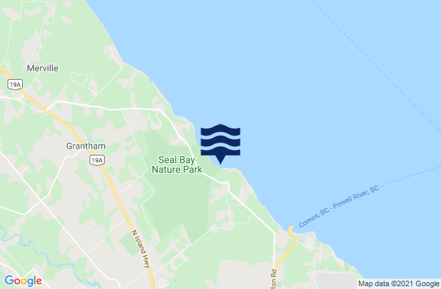 Mapa da tábua de marés em Seal Bay, Canada
