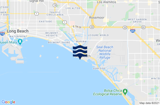 Mapa da tábua de marés em Seal Beach Pier, United States