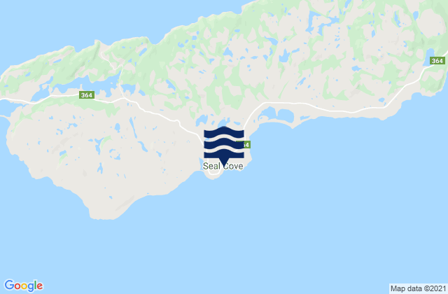 Mapa da tábua de marés em Seal Cove, Canada