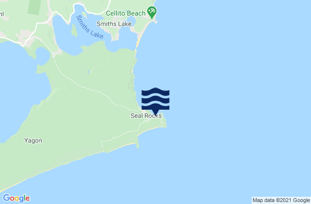 Mapa da tábua de marés em Seal Rocks, Australia