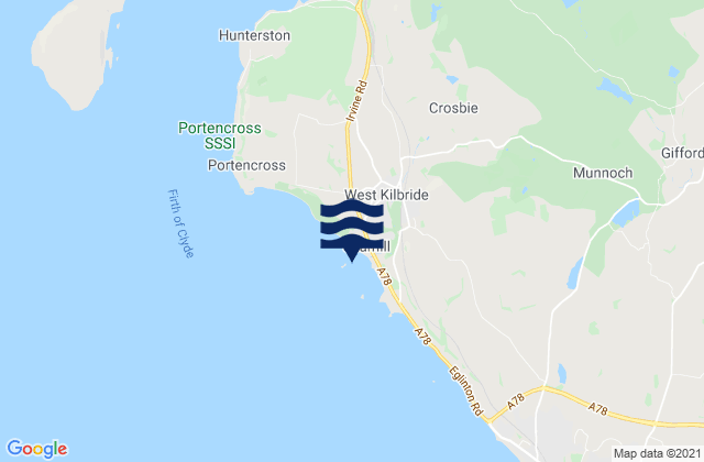 Mapa da tábua de marés em Seamill Beach, United Kingdom
