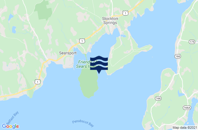 Mapa da tábua de marés em Sears Island, United States