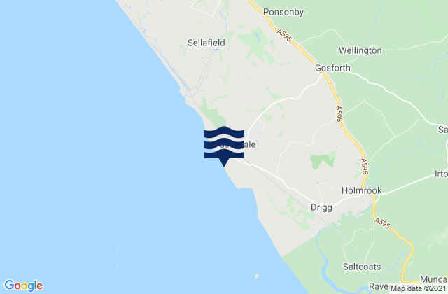 Mapa da tábua de marés em Seascale, United Kingdom