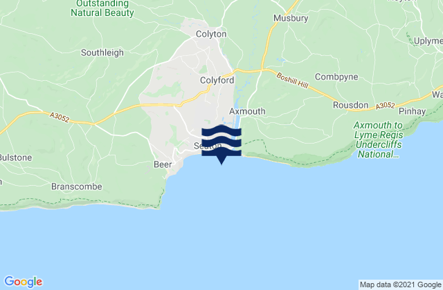 Mapa da tábua de marés em Seaton Bay, United Kingdom