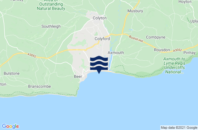 Mapa da tábua de marés em Seaton Beach, United Kingdom