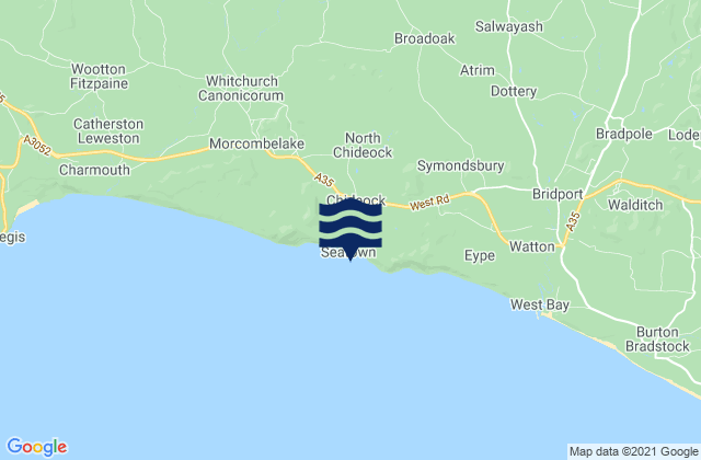 Mapa da tábua de marés em Seatown Beach, United Kingdom