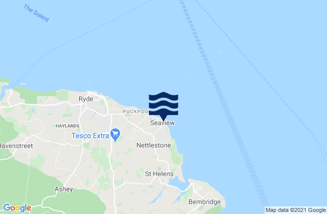 Mapa da tábua de marés em Seaview, United Kingdom