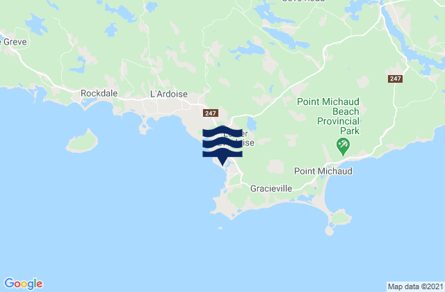 Mapa da tábua de marés em Section Cove, Canada