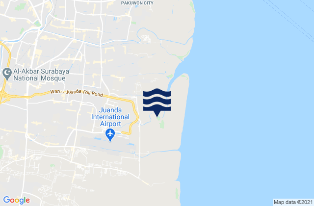 Mapa da tábua de marés em Sedatiagung, Indonesia
