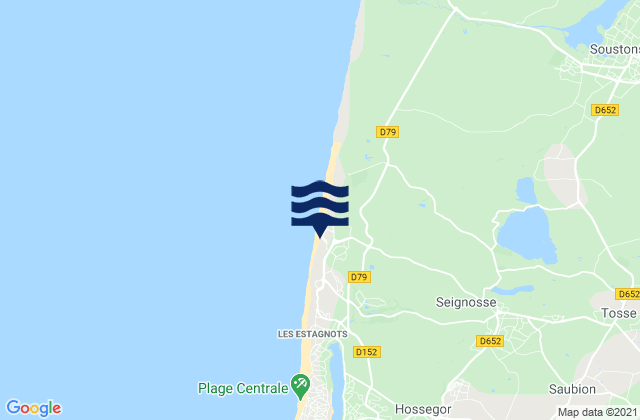 Mapa da tábua de marés em Seignosse - Le Penon, France