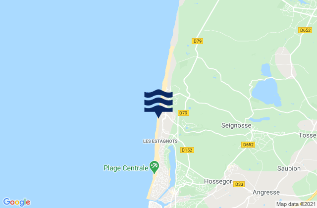 Mapa da tábua de marés em Seignosse - Les Bourdaines, France