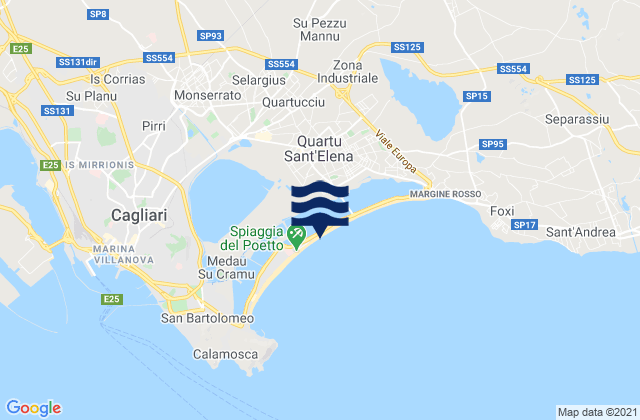 Mapa da tábua de marés em Selargius, Italy