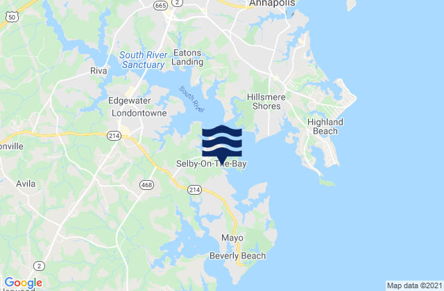 Mapa da tábua de marés em Selby-on-the-Bay, United States