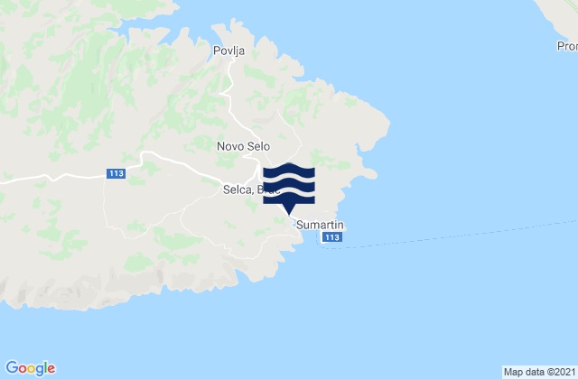 Mapa da tábua de marés em Selca, Croatia