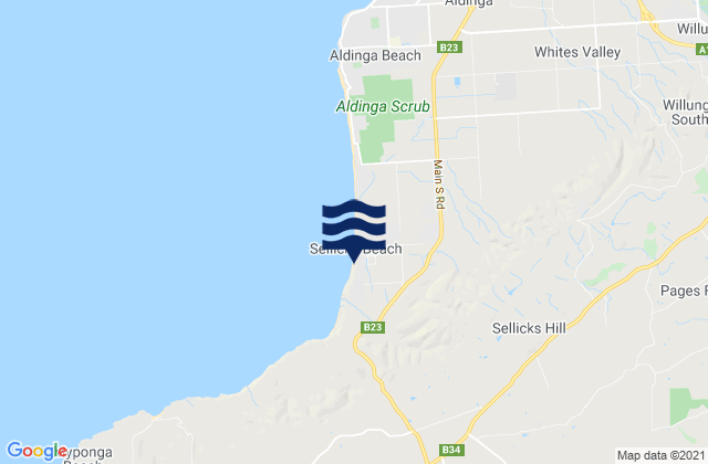 Mapa da tábua de marés em Sellicks Beach, Australia