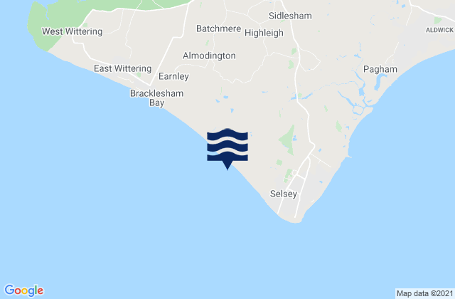 Mapa da tábua de marés em Selsey West Beach Beach, United Kingdom