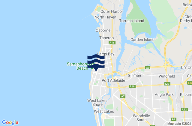 Mapa da tábua de marés em Semaphore, Australia