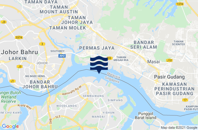 Mapa da tábua de marés em Sembawang, Singapore