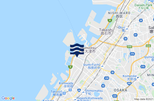 Mapa da tábua de marés em Senboku-gun, Japan