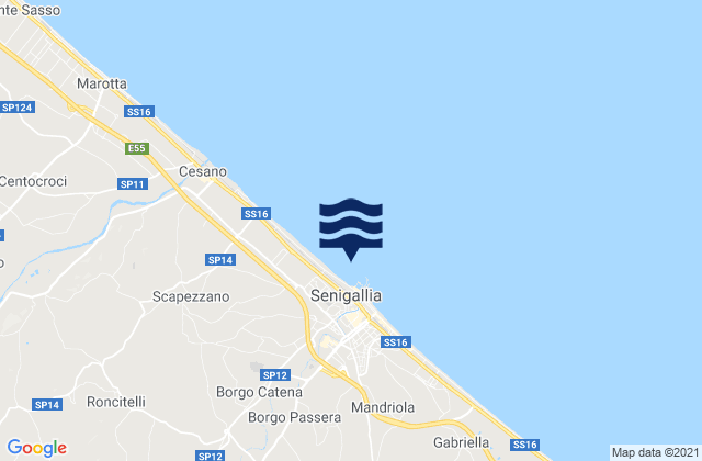 Mapa da tábua de marés em Senigallia, Italy