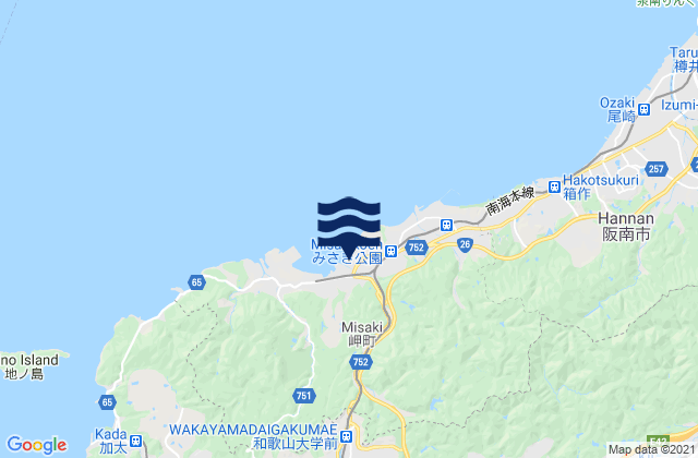 Mapa da tábua de marés em Sennan-gun, Japan