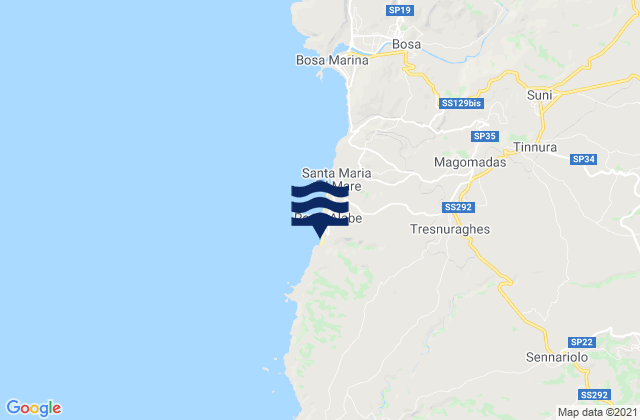 Mapa da tábua de marés em Sennariolo, Italy