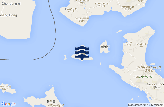 Mapa da tábua de marés em Seogeom-ri, South Korea
