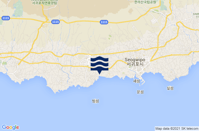 Mapa da tábua de marés em Seogwipo-si, South Korea