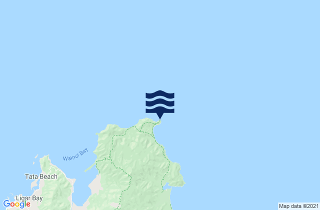 Mapa da tábua de marés em Separation Point Abel Tasman, New Zealand