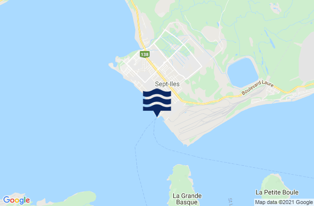 Mapa da tábua de marés em Sept-Îles, Canada