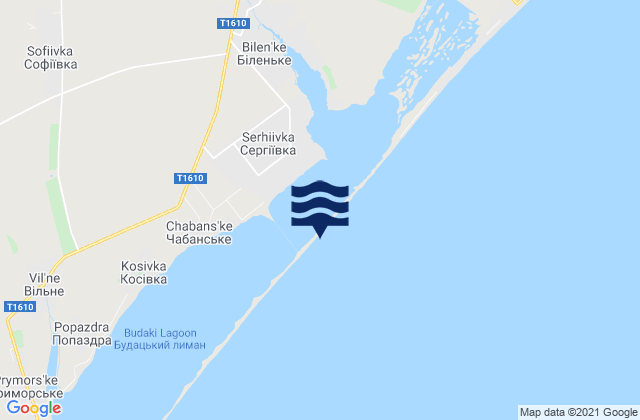 Mapa da tábua de marés em Serhiyivka, Ukraine