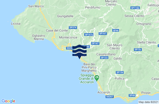 Mapa da tábua de marés em Serramezzana, Italy