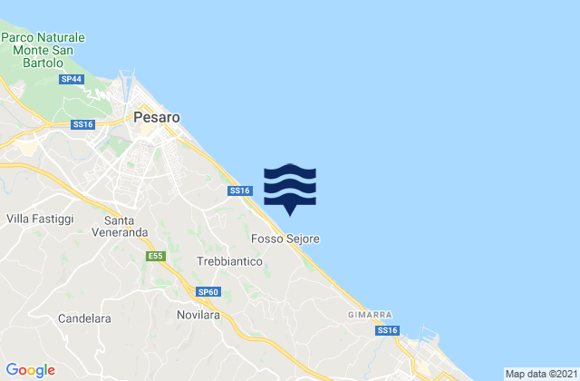 Mapa da tábua de marés em Serrungarina, Italy