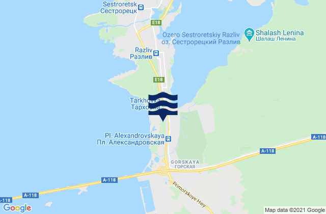 Mapa da tábua de marés em Sestroretskiy Rayon, Russia
