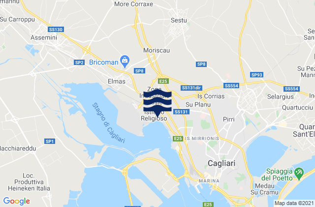 Mapa da tábua de marés em Sestu, Italy
