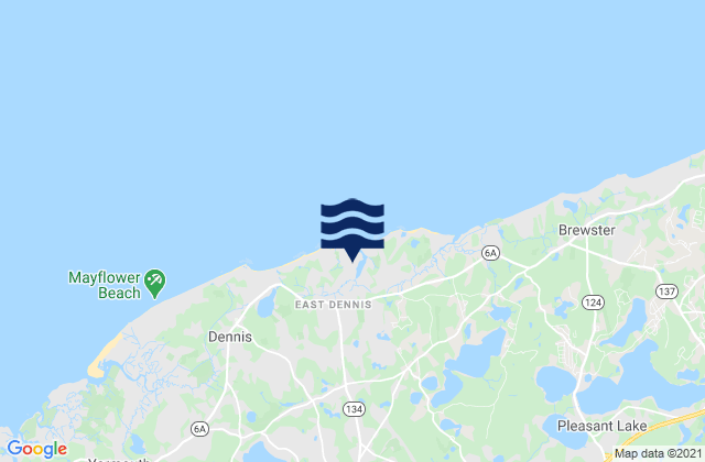 Mapa da tábua de marés em Sesuit Harbor (East Dennis), United States