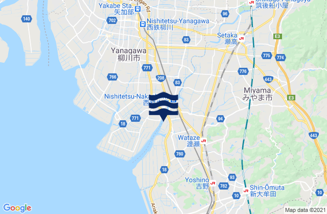 Mapa da tábua de marés em Setakamachi-takayanagi, Japan