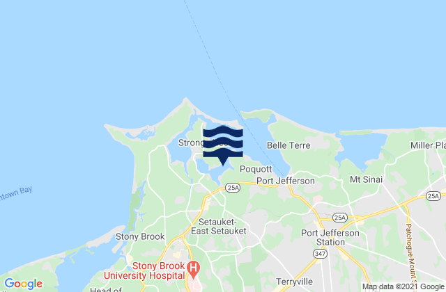 Mapa da tábua de marés em Setauket Harbor, United States