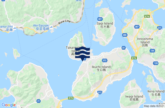 Mapa da tábua de marés em Setoda Ikuchi Jima, Japan