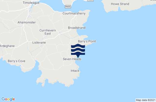 Mapa da tábua de marés em Seven Heads Bay, Ireland