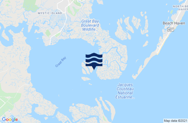Mapa da tábua de marés em Seven Island (Newmans Thorofare), United States