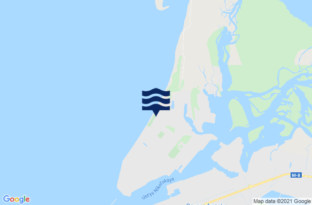 Mapa da tábua de marés em Severodvinsk, Russia