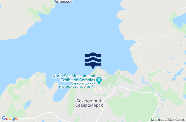 Mapa da tábua de marés em Severomorsk, Russia