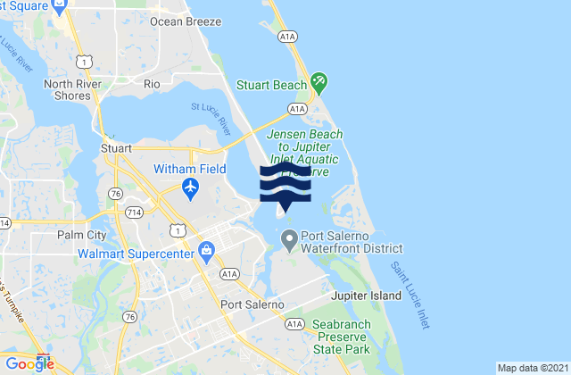 Mapa da tábua de marés em Sewall Point, United States